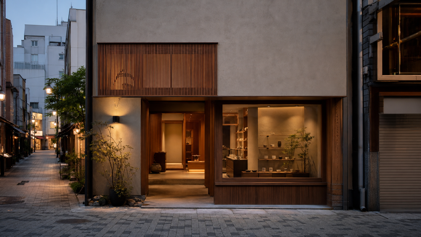 高松の商店街に馴染む店舗設計イメージ