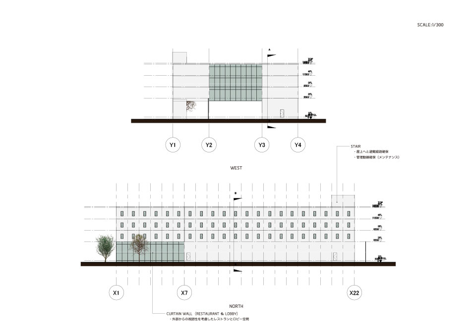 ホテルの立面図